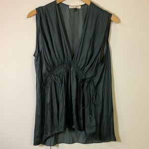 Halston Heritage Dark Teal Sleeveless Blouse